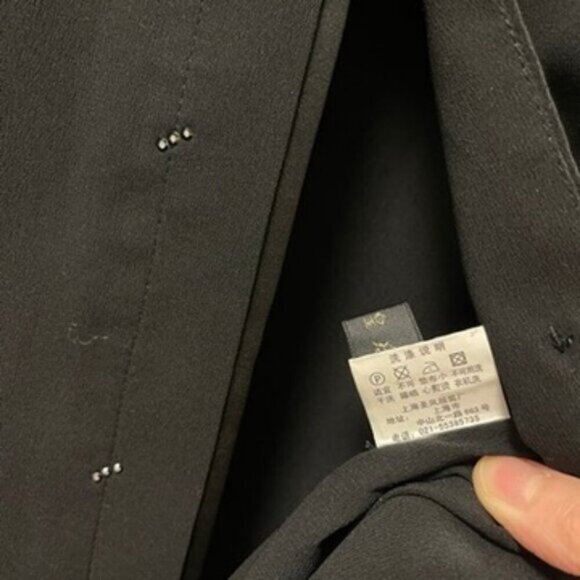 Vintage Satin Trim Hidden Button Blouse Black - Picture 10 of 15